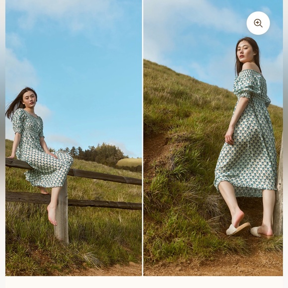 NWT Eddy Rosie Midi Nightgown Floral Puff Sleeve Midi Dress S - Picture 14 of 14